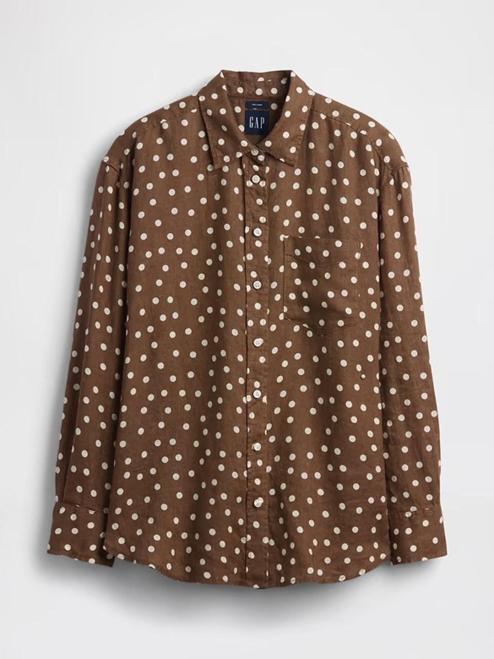 GAP Brown with White Polka Dot Button-Down Shirt